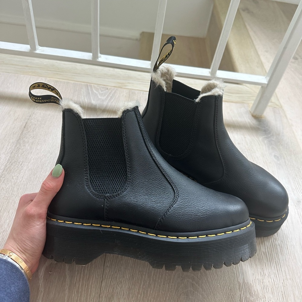 Dr. Martens Platform Chelsea Boots with Faux Fur Lining